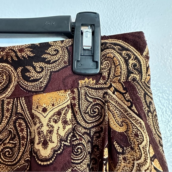 Plus Sz 1X Vintage Brown Gold Brocade Midi Skirt Flowy Fall Cottagecore 80s 90s - Picture 4 of 8